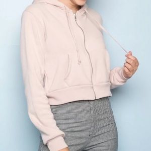 brandy melville pink crop crystal hoodie